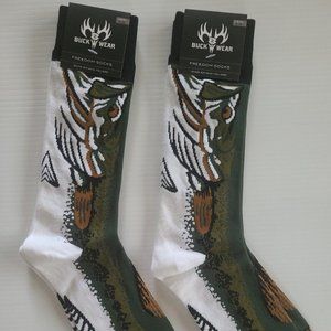 Buck Wear Bass Fishing Socks Fisherman Fathers Day Birthday 2 Pair